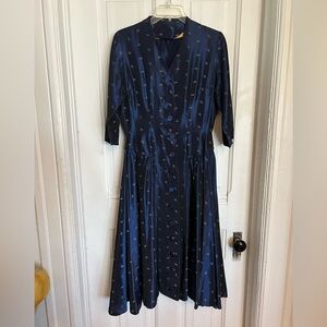 1950s Vintage Navy Blue Dress